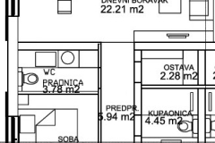 Tlocrt Apartman B5, Sutomišćica, Ugljan