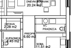 Tlocrt Apartman B6, Sutomišćica, Ugljan